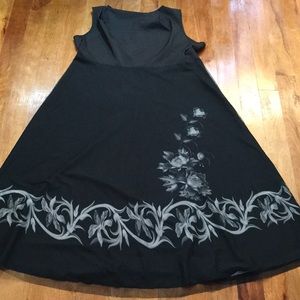 Goddess Maxi Dress Black Grey Roses Sleeveless